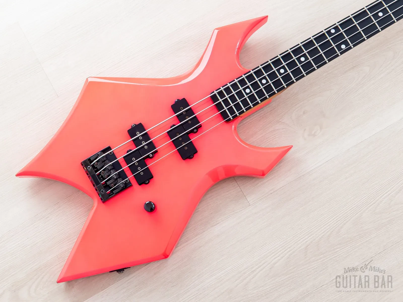 1988 BC Rich Warlock Bass NJ Series II Vintage Double P Fluorescent Pink, Japan