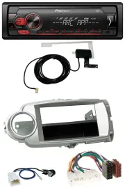 Автомагнитола Pioneer 1DIN USB DAB MP3 AUX для Toyota Yaris (2011–2014) серебристая