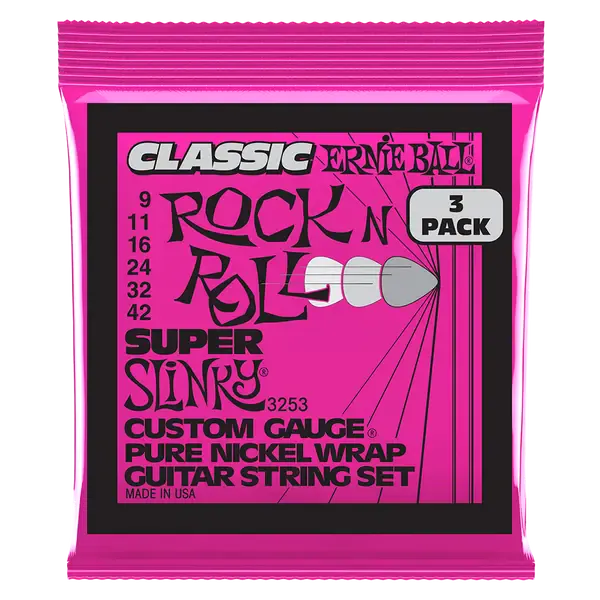 Струны для электрогитары Ernie Ball 3253 Rock n Roll Super Slinky 9-42 (3 комплекта)