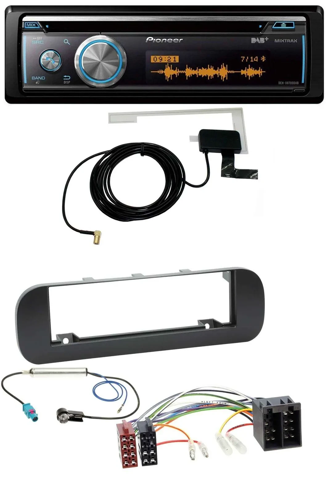 Автомагнитола для Fiat Panda (с 2012) Pioneer Bluetooth, DAB, MP3, USB, CD, чёрный