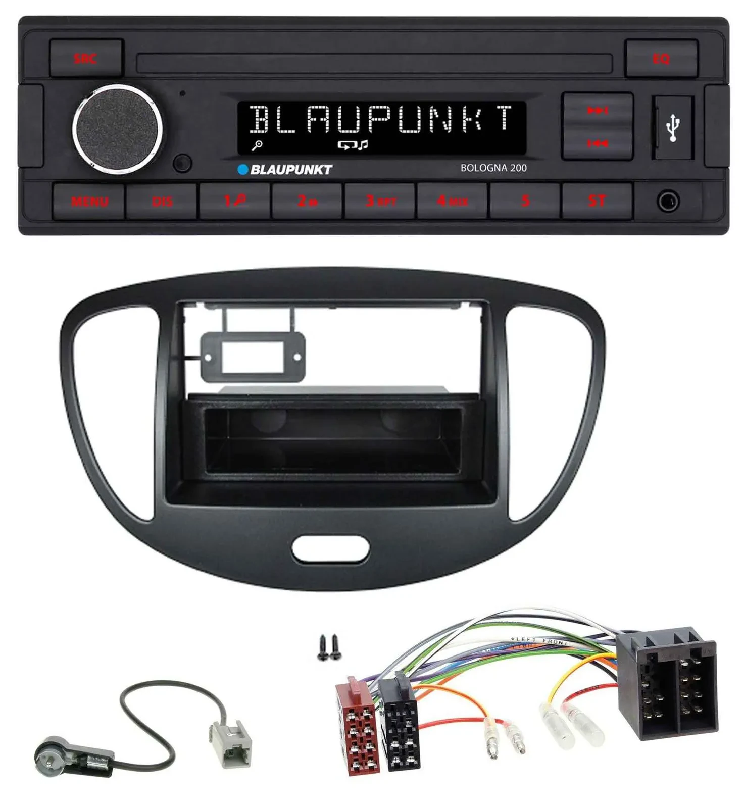 Blaupunkt MP3 AUX USB 1DIN Autoradio für Hyundai i10 (2008-2013) schwarz
