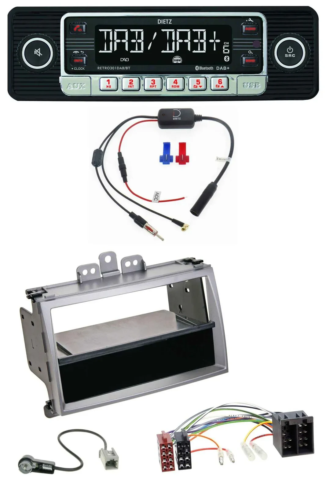 Dietz MP3 DAB Bluetooth USB Autoradio für Hyundai i20 (08-11) Ablagefach