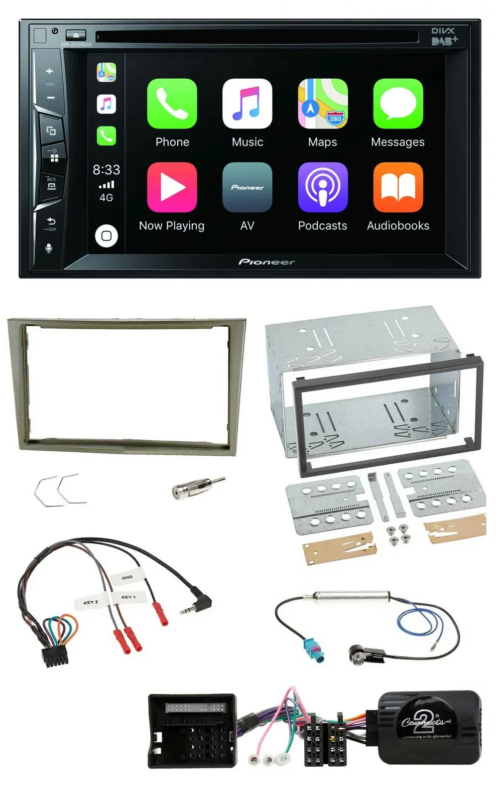 Pioneer Lenkrad USB DVD Bluetooth DAB 2DIN Autoradio für Opel Corsa D Astra H Za