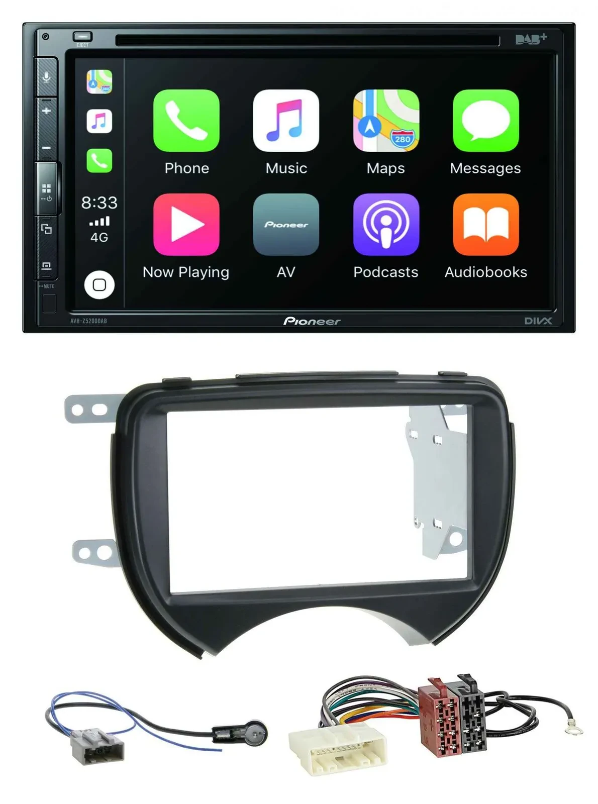 Pioneer DVD 2DIN MP3 DAB Bluetooth USB Autoradio für Nissan Micra 10-13 schwarz