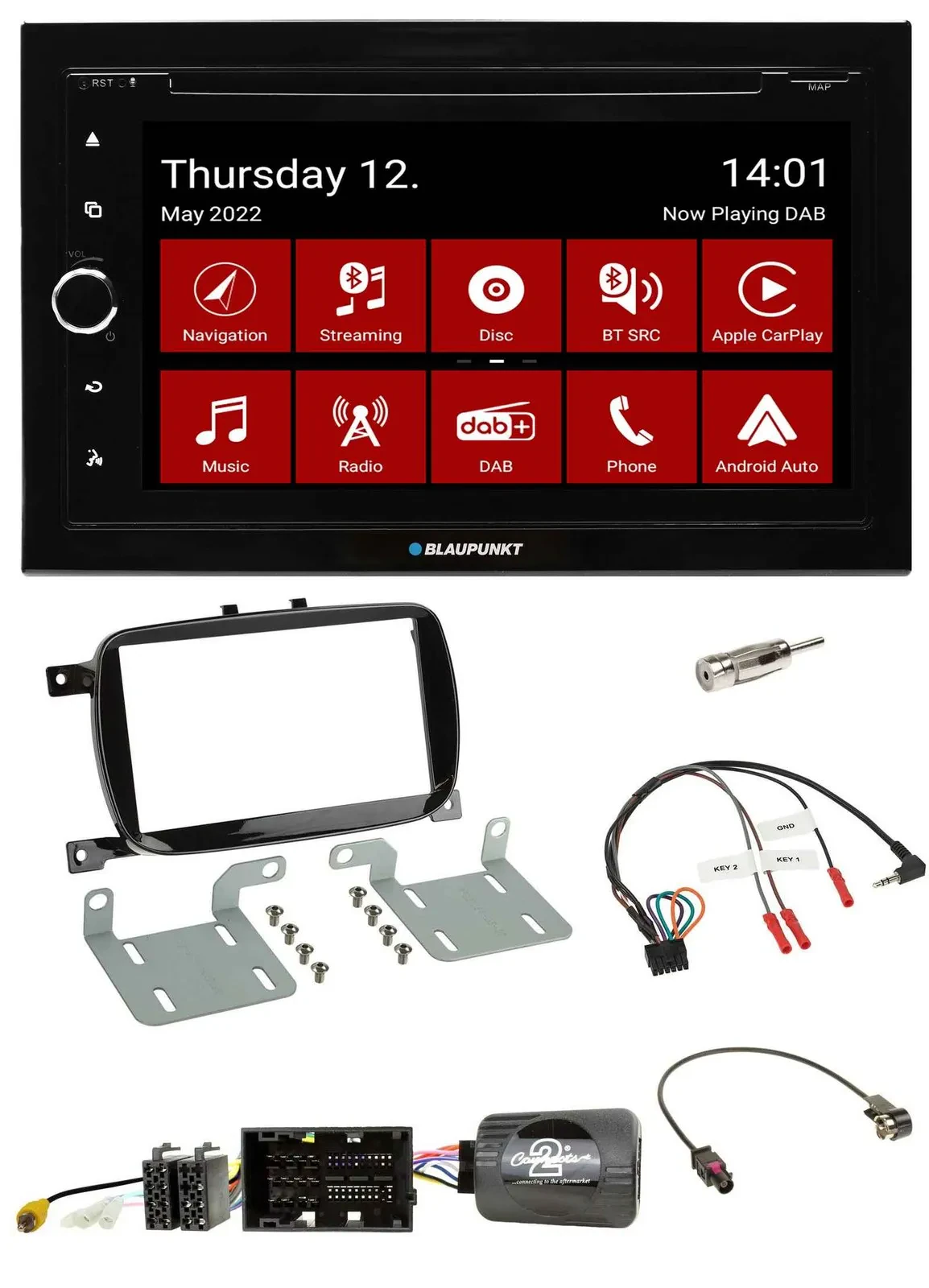 Blaupunkt Lenkrad DVD Bluetooth DAB 2DIN USB Autoradio für 500 X ab 2016 Facelif