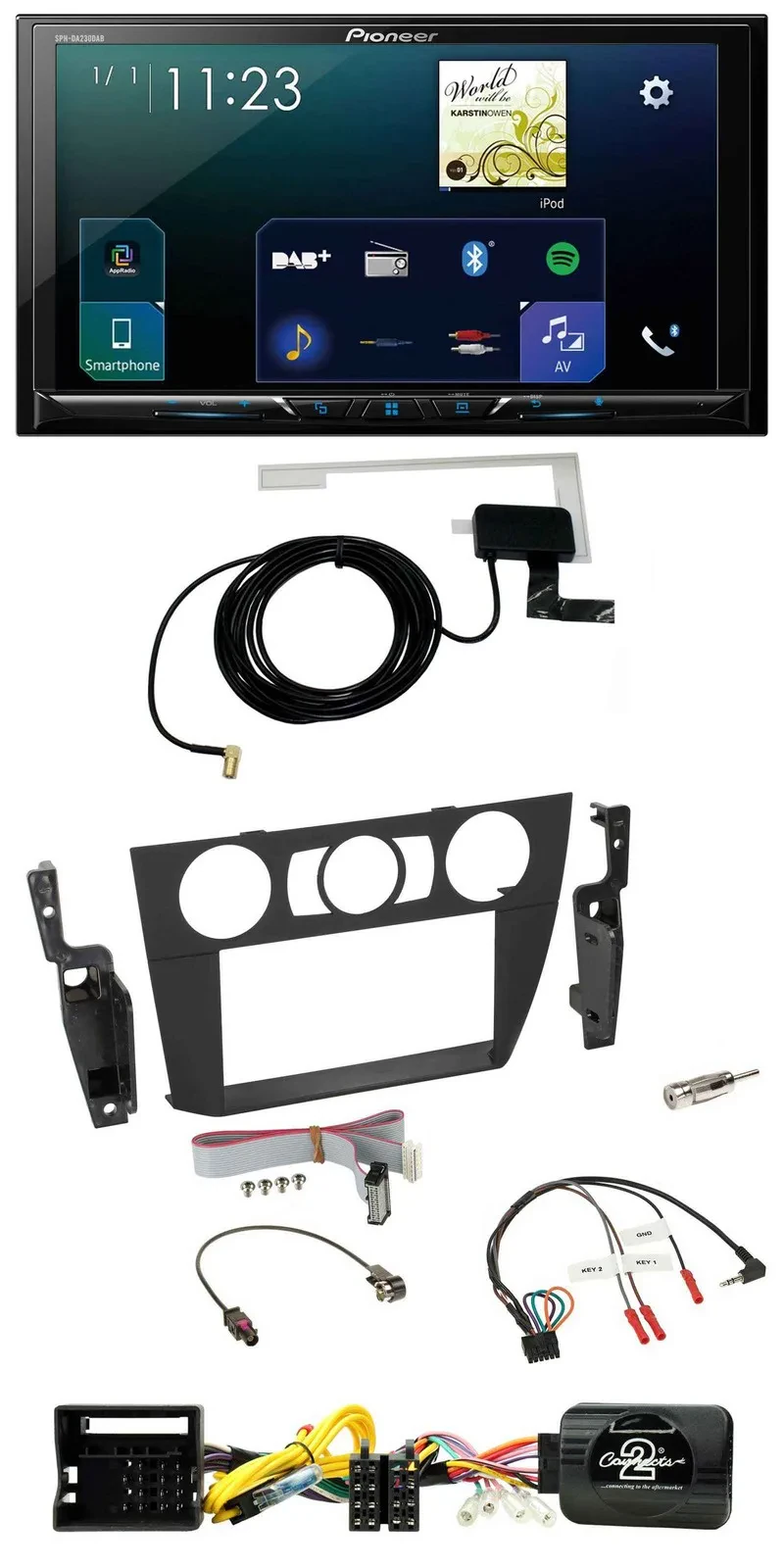 Pioneer 2DIN DAB USB Lenkrad Bluetooth Autoradio für BMW 3-er 2005-2013 man. Kli