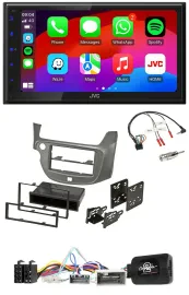 JVC Bluetooth USB Lenkrad 2DIN DAB Autoradio für Honda Jazz ab 2014 silber