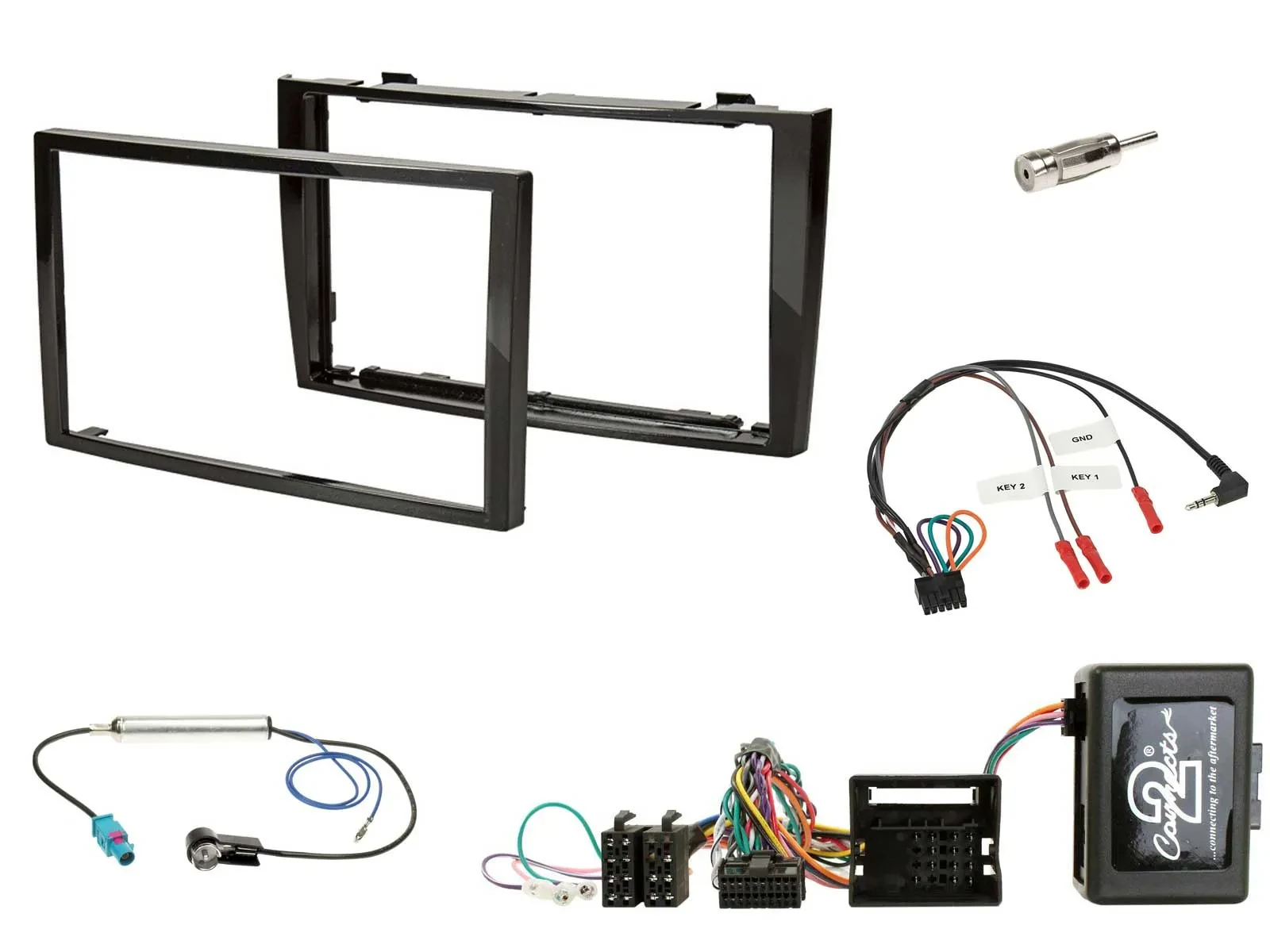 Установочный комплект для автомагнитолы Caraudio24 для Peugeot 308 (2007–2009), 2-DIN, с адаптером рулевого управления, совместим с PDC, черный