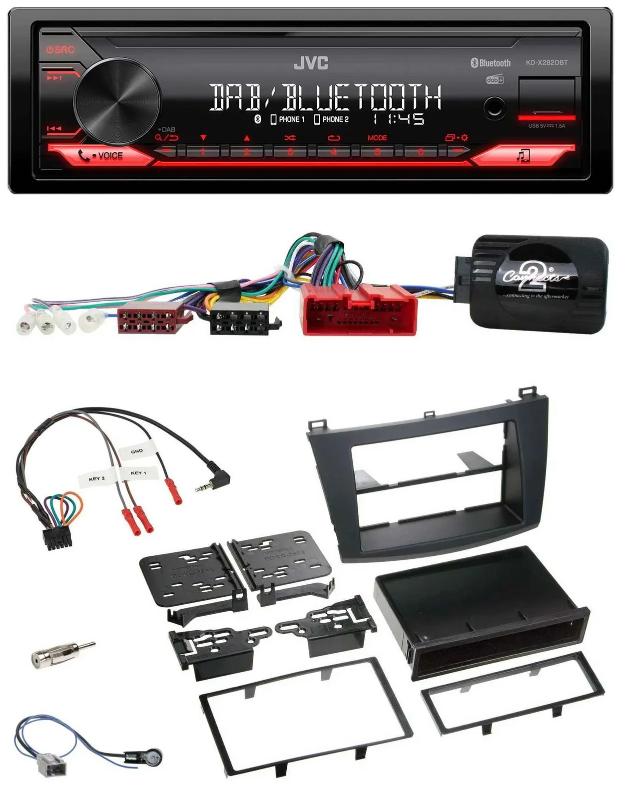 JVC Bluetooth USB DAB Lenkrad Autoradio für Mazda 3 2009-2013 Can-Bus