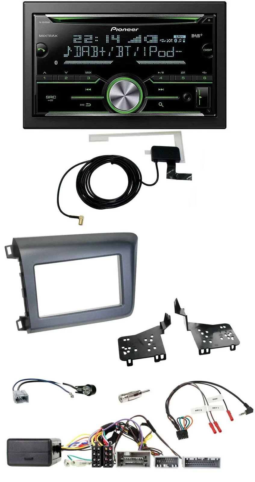 Автомагнитола Pioneer 2-DIN CD/USB Bluetooth DAB для Honda Civic (US) с поддержкой управления на руле