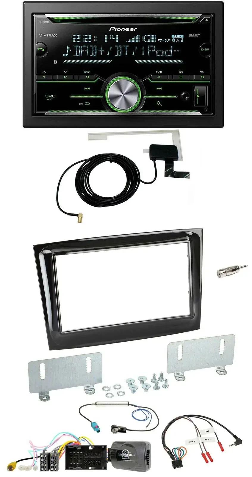 Автомагнитола Pioneer 2DIN, CD/USB, Bluetooth, DAB, для Fiat Doblo (с 2015), поддержка кнопок на руле