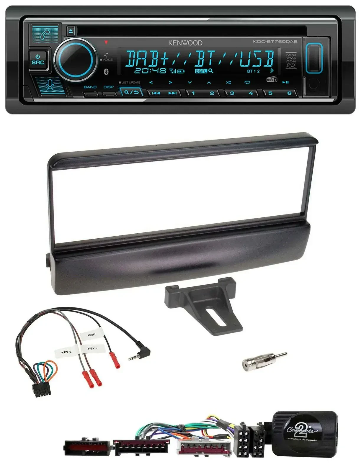 Автомагнитола Kenwood Bluetooth, DAB, USB, CD для Ford Escort/Focus черная