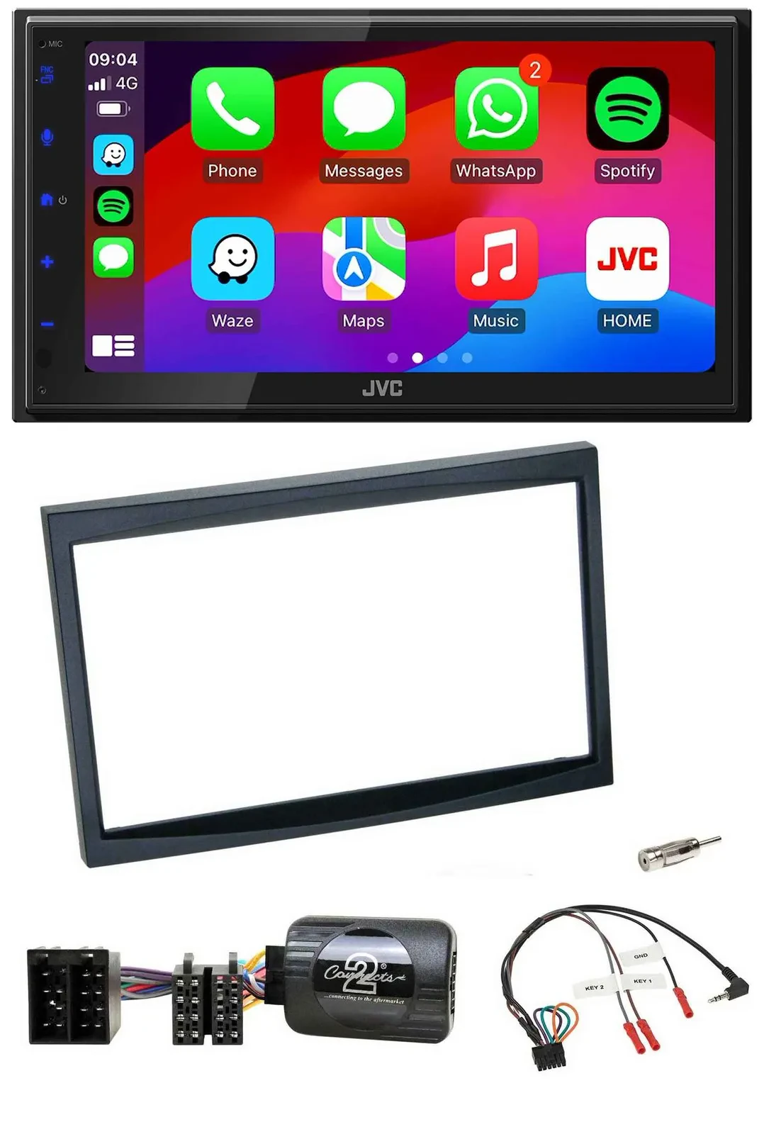 JVC Bluetooth USB Lenkrad 2DIN DAB Autoradio für Citroen C3 C2 Berlingo schwarz