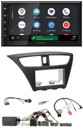 Kenwood DAB Bluetooth USB Lenkrad 2DIN Autoradio für Honda Civic ab 12 schwarz