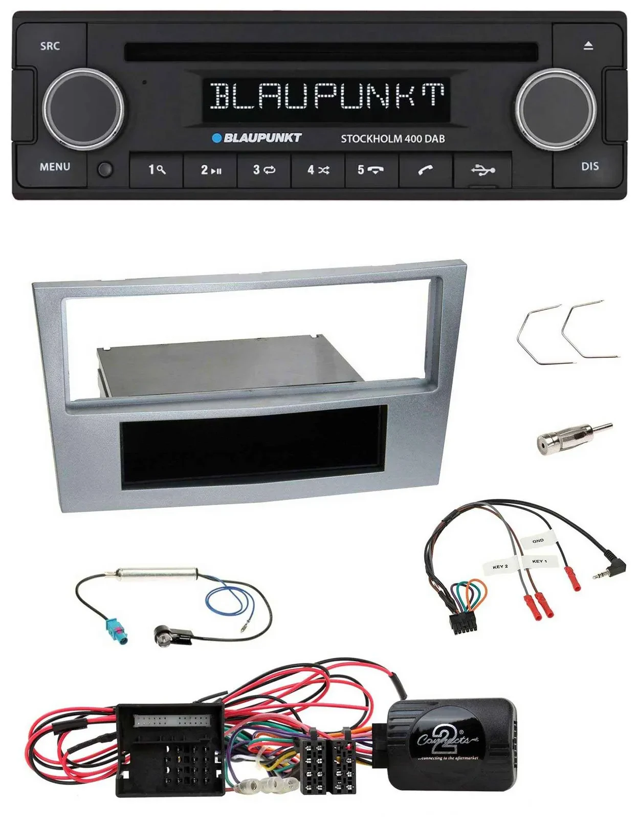 Blaupunkt Lenkrad Bluetooth DAB CD USB Autoradio für Opel Corsa D matt-chrom 09-