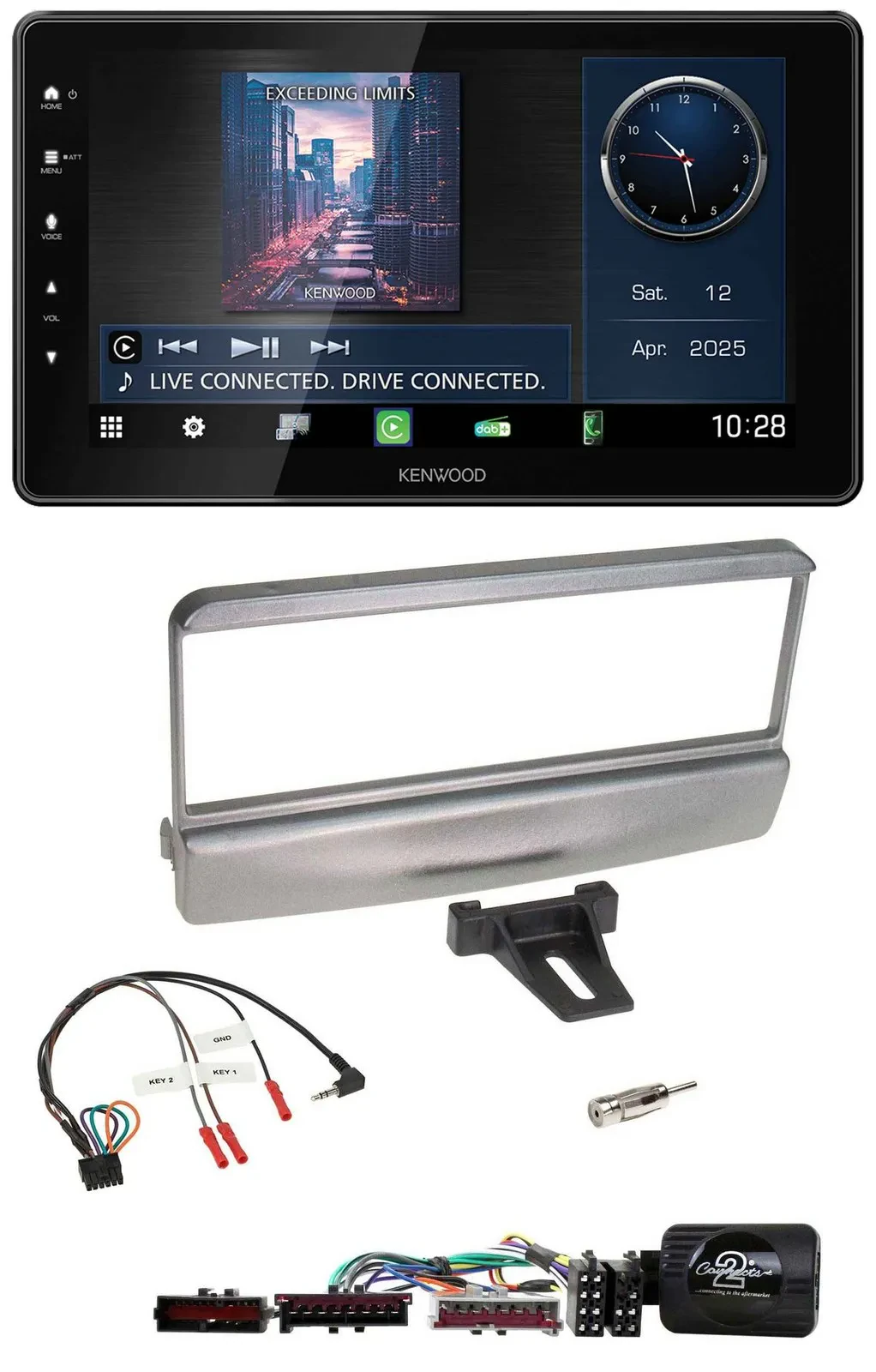 Kenwood Lenkrad Bluetooth USB DAB Autoradio für Ford Mondeo 2000-2002 silber