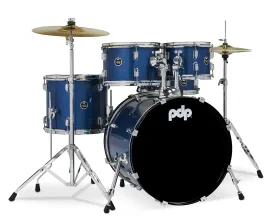 PDP By DW Center Stage Complete Drumkit, 5 Drum Set, Royal Blue Sparkle,...