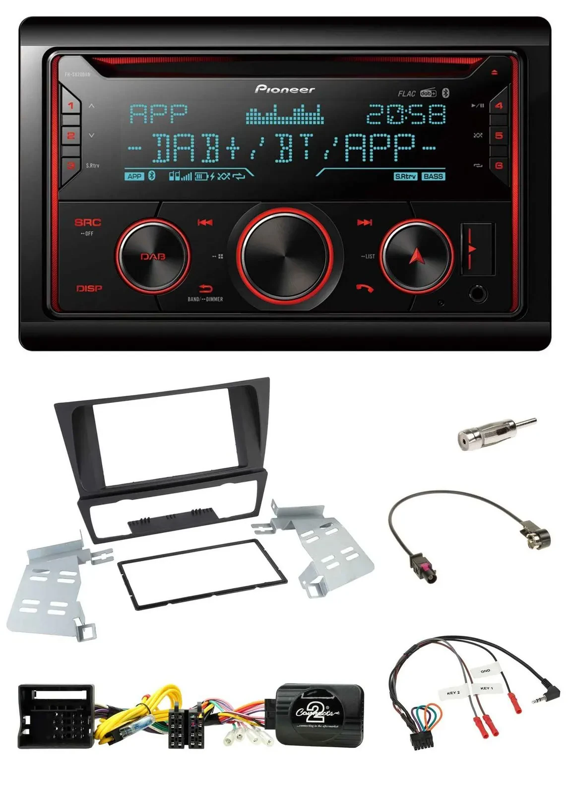 Автомагнитола для BMW 3 Series Pioneer 2-DIN DAB, Bluetooth, USB, CD, поддержка управления на руле