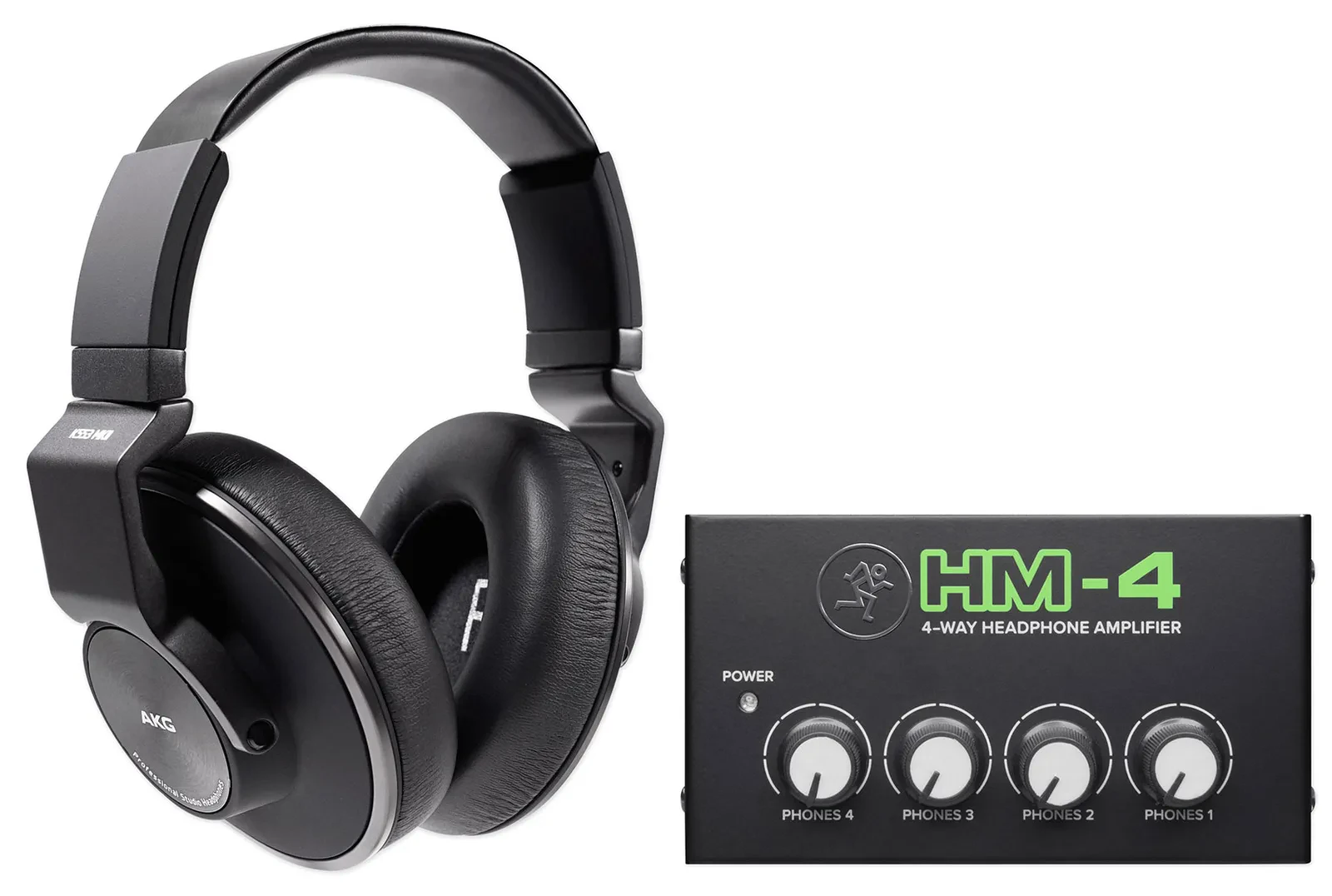 AKG K553 MK2 Studio Monitoring Headphones+Mackie 4-Way Distribution Amplifier