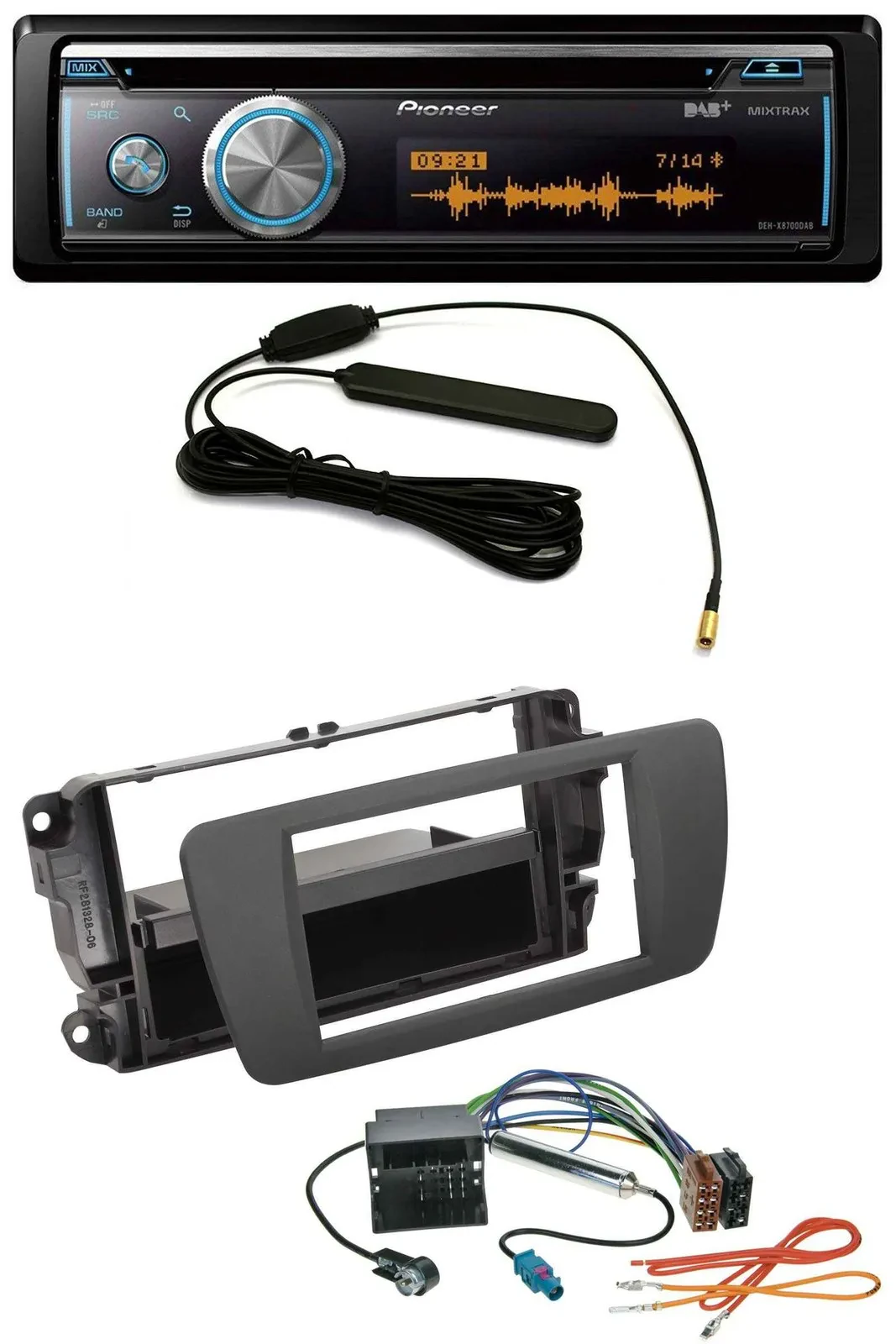 Автомагнитола для Seat Ibiza (с 2012) Pioneer CD/USB/Bluetooth/DAB, MP3, цвет серый (Tuam Grey)