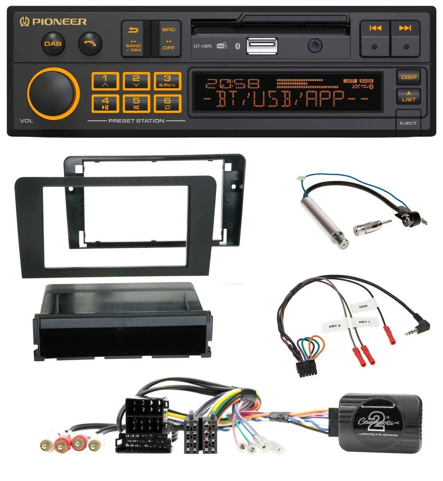 Pioneer DAB Lenkrad USB Bluetooth Autoradio für Audi A3 Symphony ISO 8P 2003-200