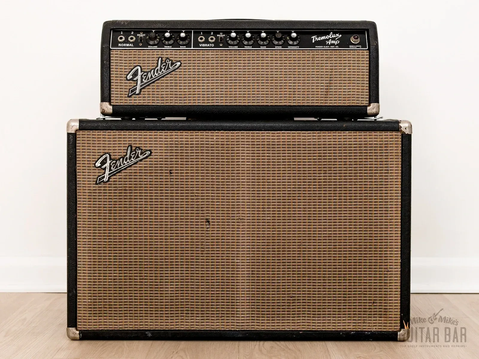 1965 Fender Tremolux Piggyback Vintage Tube Amp Head & 2x10 Cab w/ Oxford 10L5