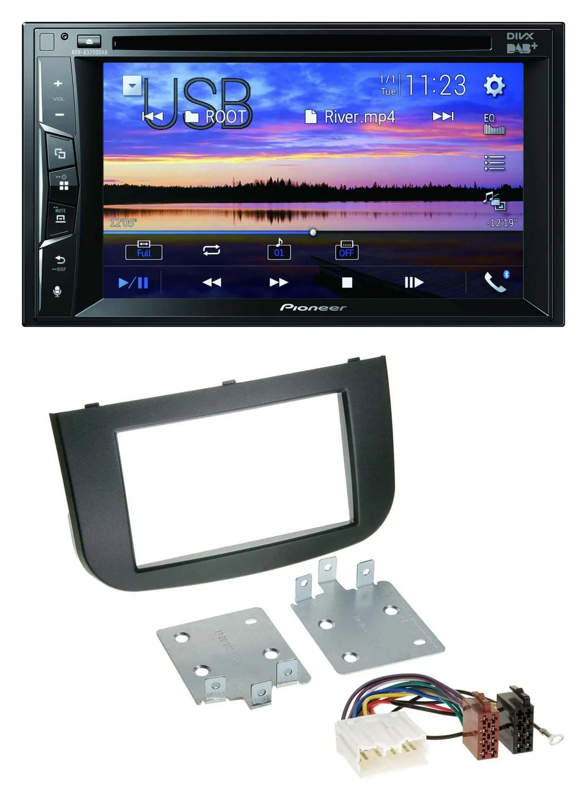 Pioneer Bluetooth 2DIN USB DVD DAB MP3 Autoradio für Mitsubishi Colt 2008-2012