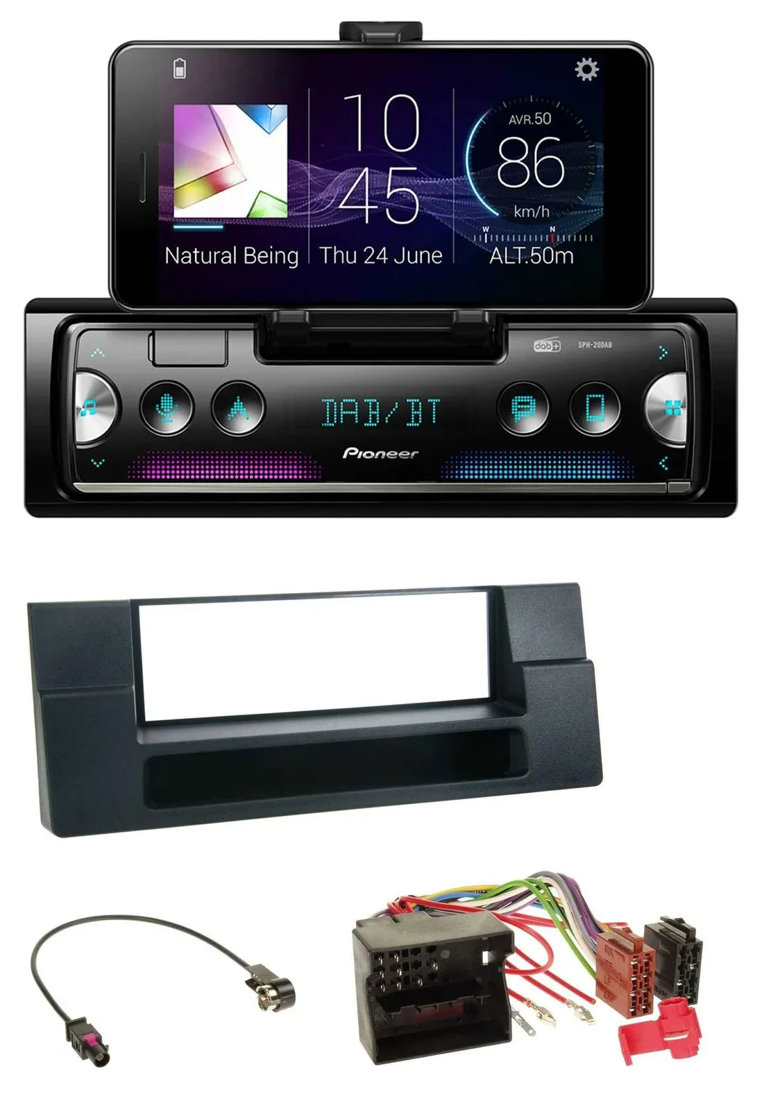 Автомагнитола для BMW X5 E53 и 5-й серии E39 Pioneer 1 DIN, USB, MP3, Bluetooth, DAB, Quadlock