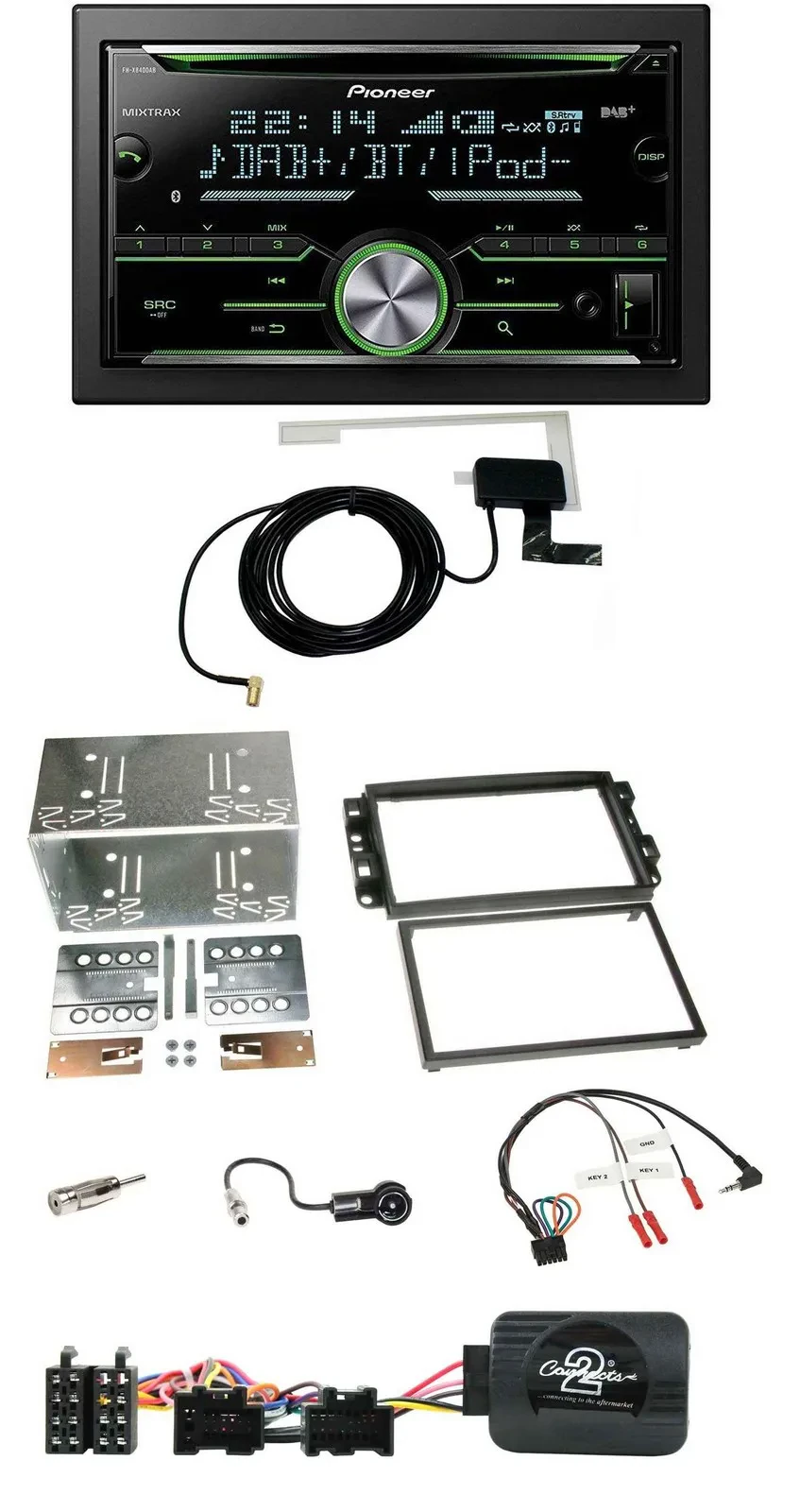 Автомагнитола для Chevrolet Aveo/Captiva Pioneer 2DIN, CD, USB, Bluetooth, DAB, поддержка управления с руля