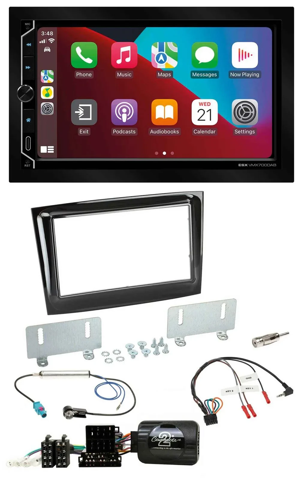 ESX 2DIN DAB USB Lenkrad Bluetooth Autoradio für Fiat Doblo VDO ab 2015 piano