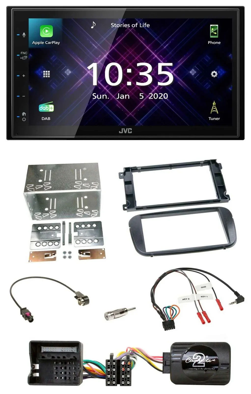 JVC DAB 2DIN Lenkrad Bluetooth USB Autoradio für Ford S-Max Mondeo 07-14 Profi s