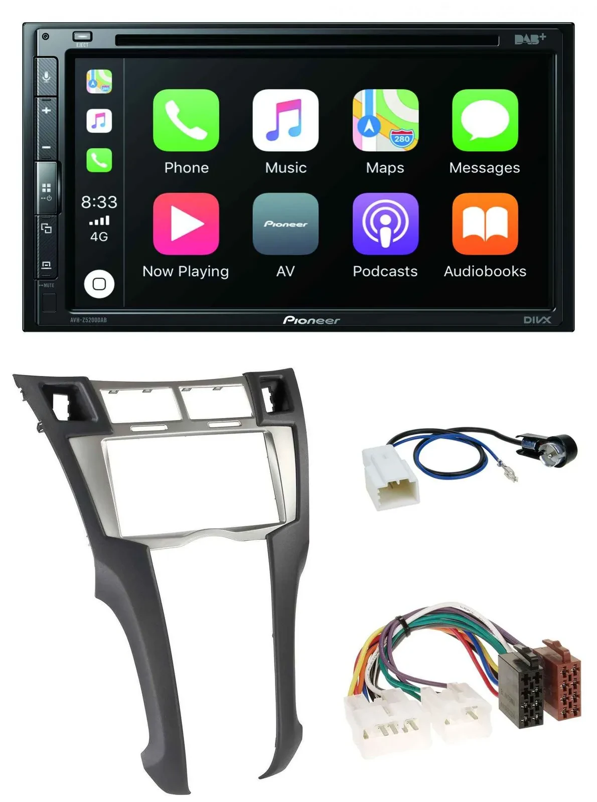 Автомагнитола для Toyota Yaris (2007–2011) Pioneer 2 DIN, DVD, DAB, Bluetooth, USB, MP3