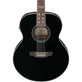 Ibanez AJ7012M1E Artwood Jumbo 12-S Acoustic-Electric Guitar Solid Spruce, Black