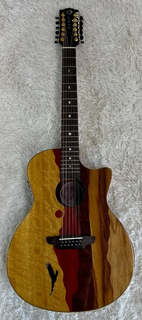 Luna Guitars Luna Vista Eagle 12 String  Tropical Wood Acoustic Electric Guitar w/Hard Case