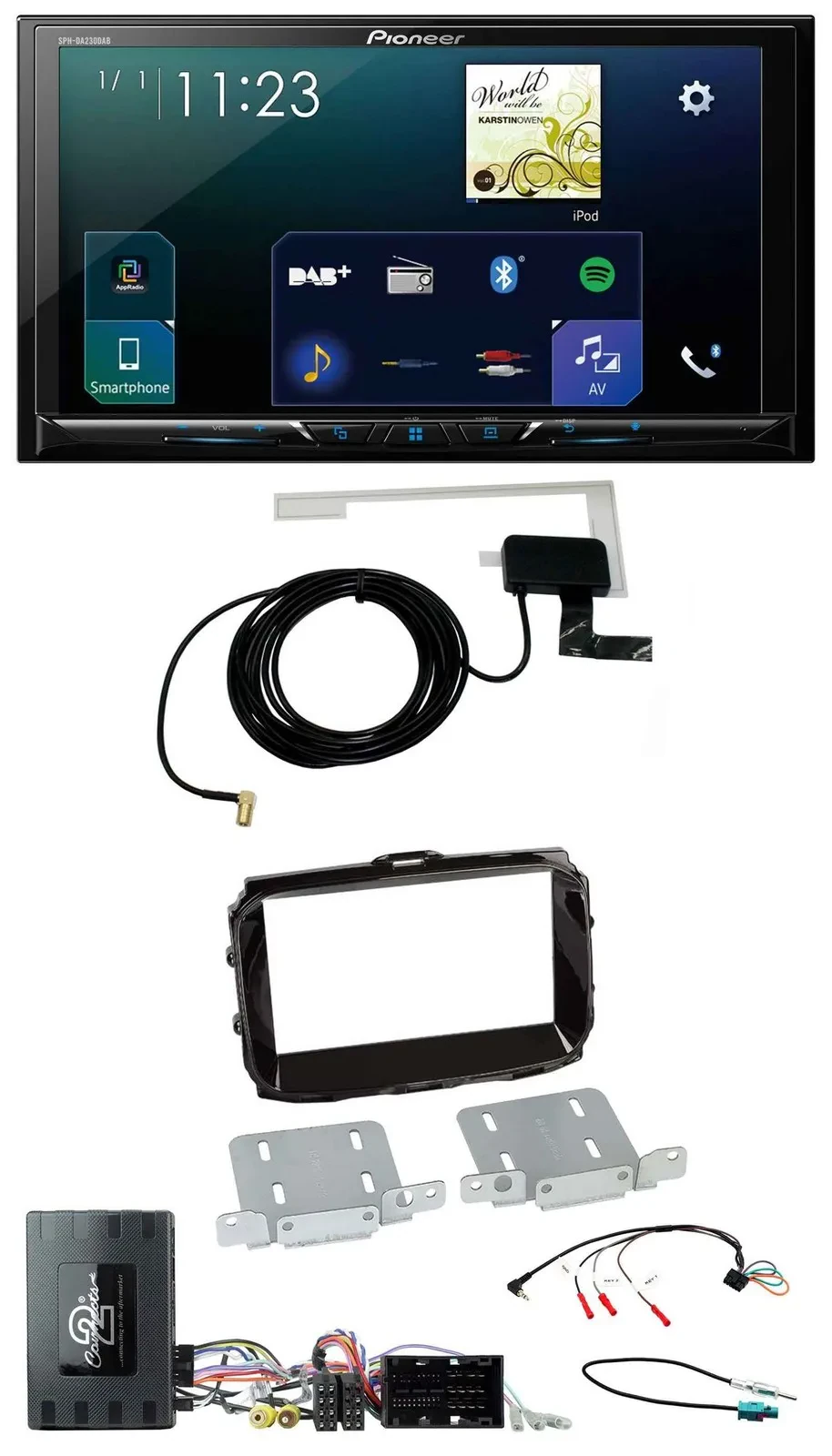 Автомагнитола для Alfa Romeo Giulietta (2014–2021) Pioneer 2DIN, DAB, USB, Bluetooth, поддержка кнопок на руле