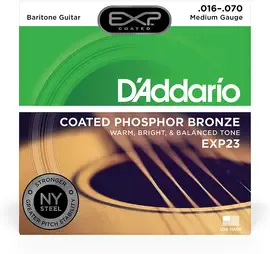 Струны для акустической гитары D'Addario EXP23 16-70, бронза фосфорная с покрытием EXP