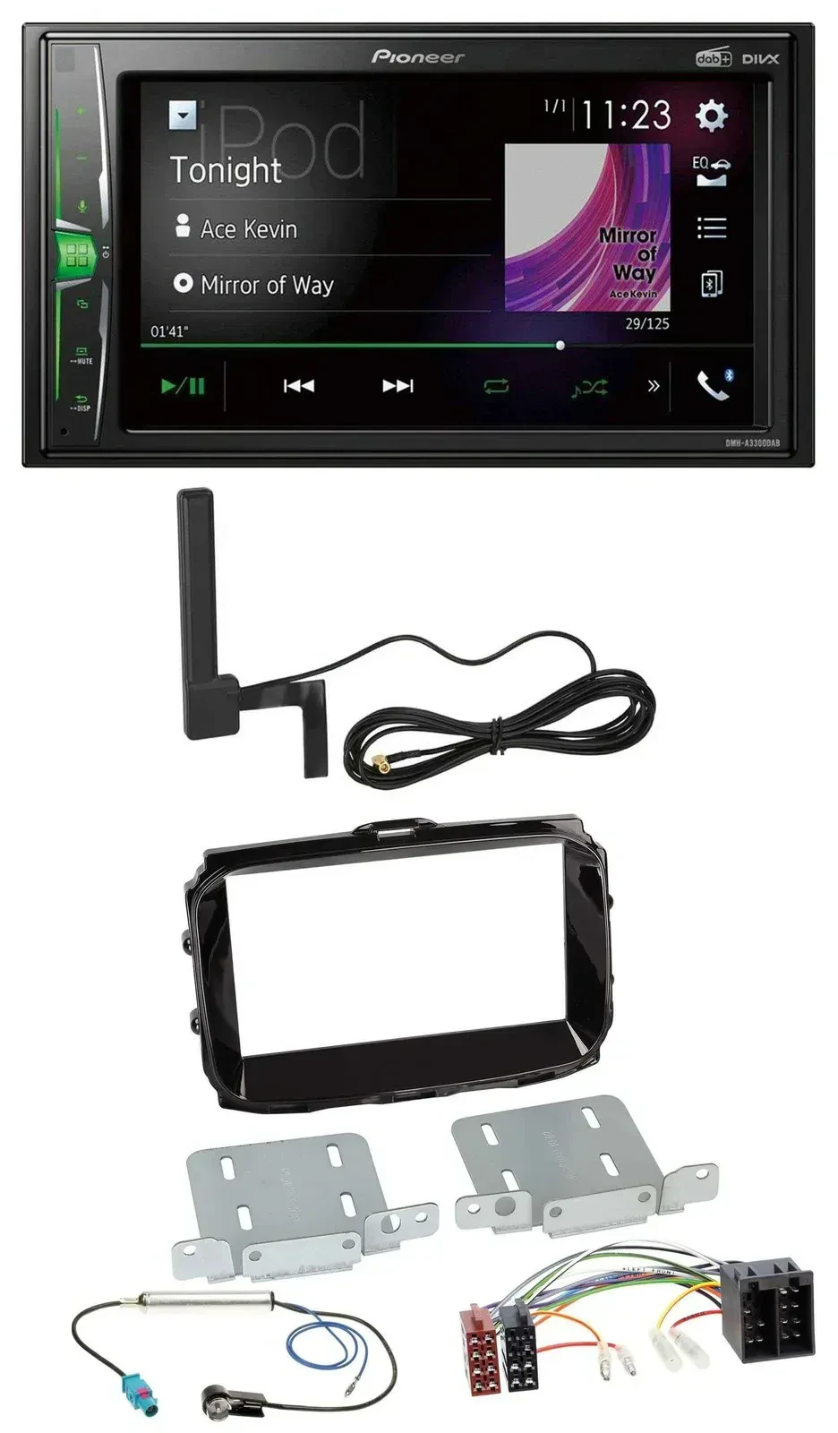 Автомагнитола для Alfa Romeo (ISO, с 2013) Pioneer 2DIN, Bluetooth, DAB, MP3, AUX, черный (piano black)