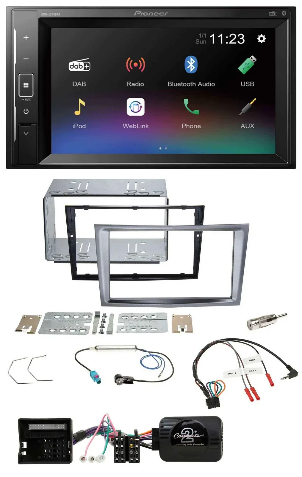 Автомагнитола Pioneer 2DIN, DAB, Bluetooth, USB для Opel Antara/Astra H/Zafira
