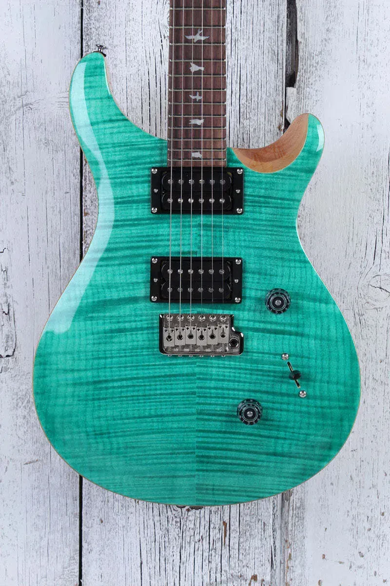 PRS SE Custom 24 Electric Guitar Flame Maple Top Turquoise Finish with Gig Bag
