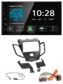 Kenwood Bluetooth MP3 DAB USB 2DIN Autoradio für Ford Fiesta 08-10 schwarz