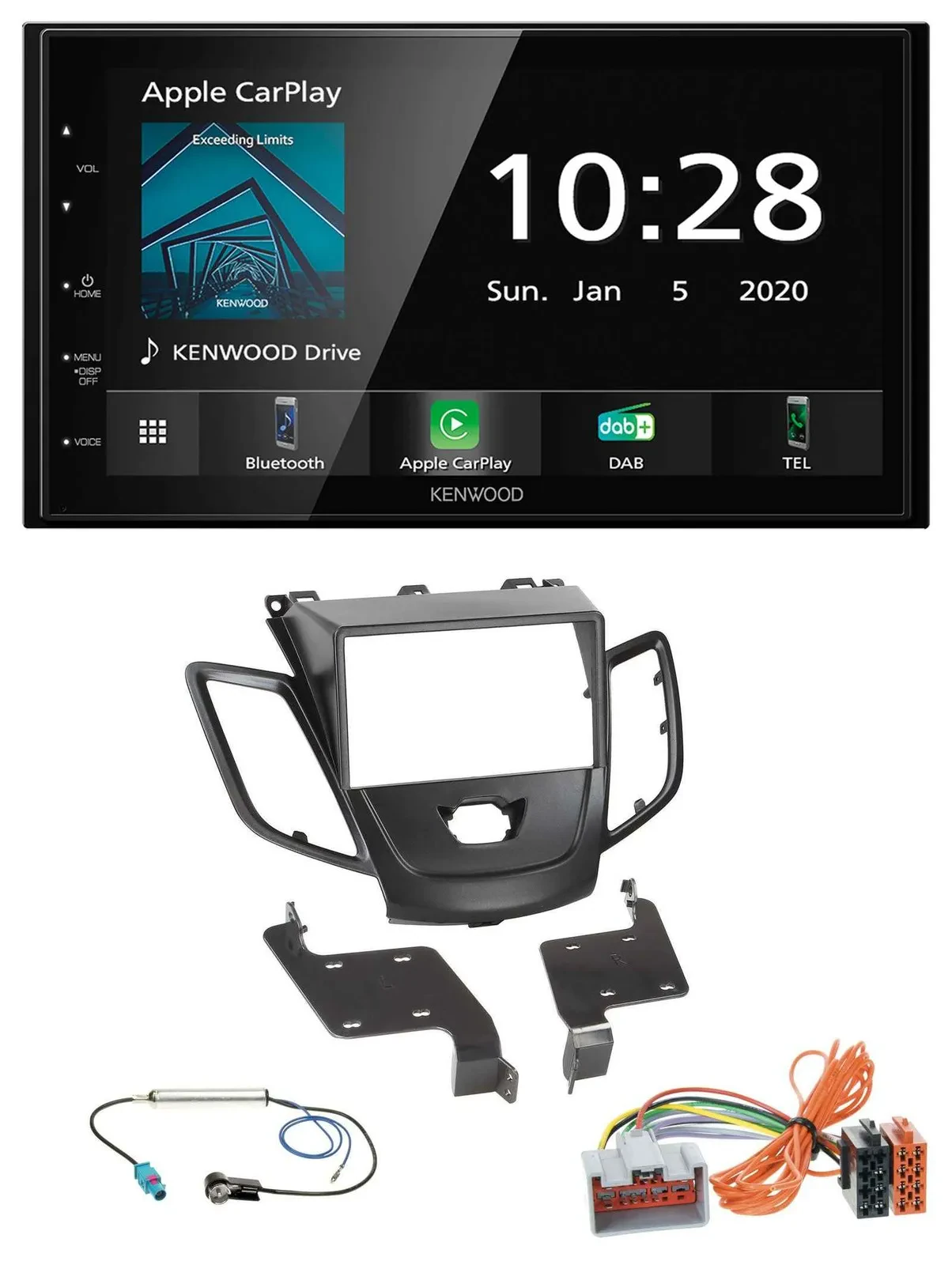 Kenwood Bluetooth MP3 DAB USB 2DIN Autoradio für Ford Fiesta 08-10 schwarz