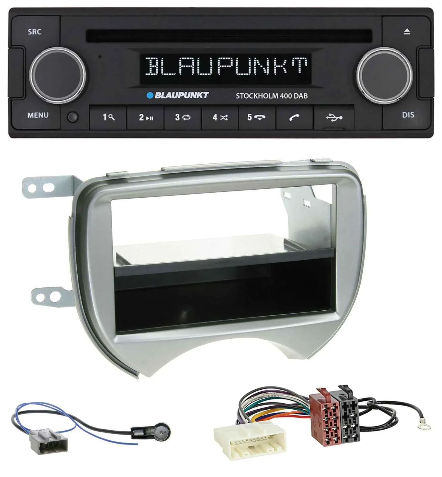 Автомагнитола для Nissan Micra (2010–2013, K13) Blaupunkt MP3 Bluetooth DAB CD USB серебристая