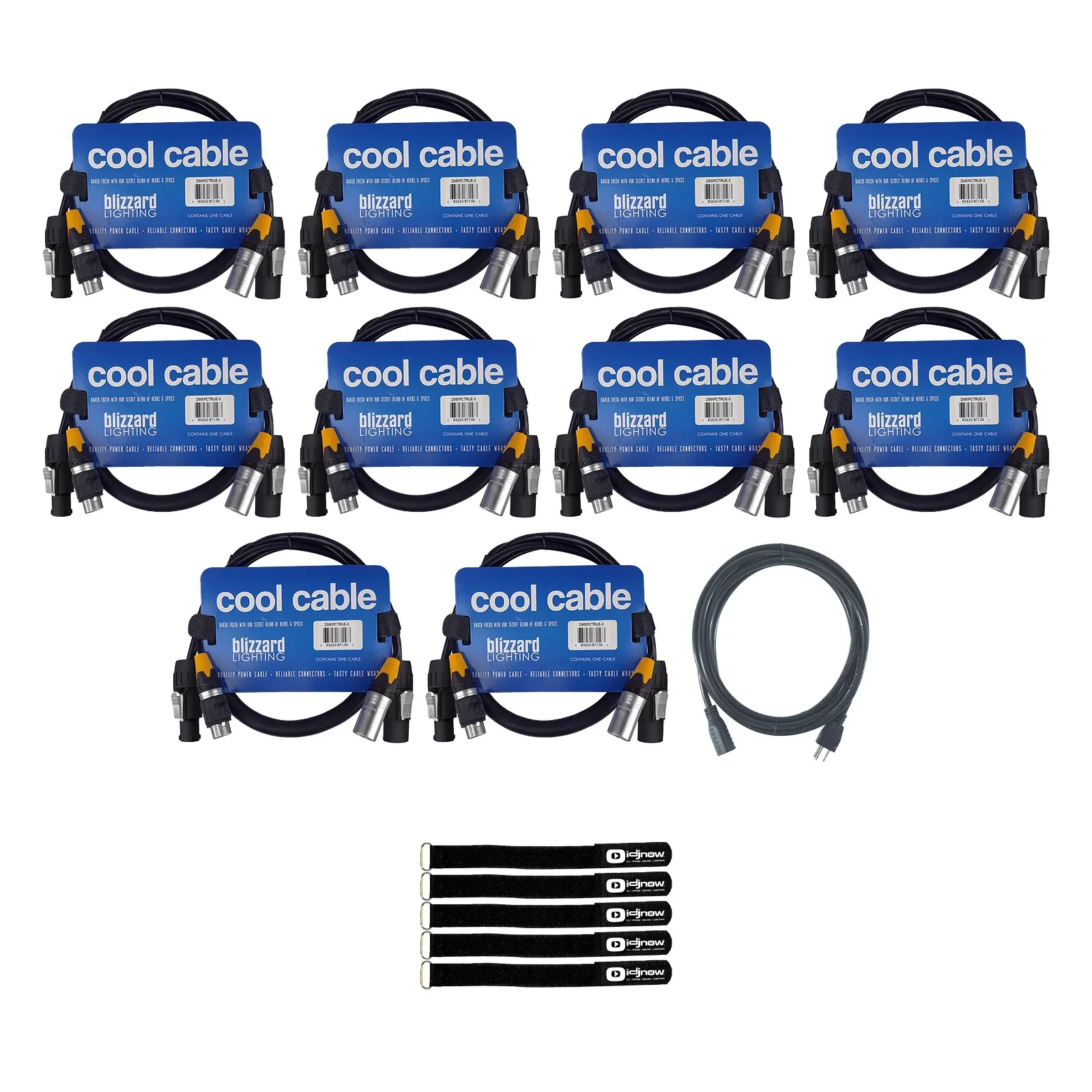 DMX-кабель Blizzard DMXPCT-3 Combo Black 1 м с аксессуарами (10 штук)
