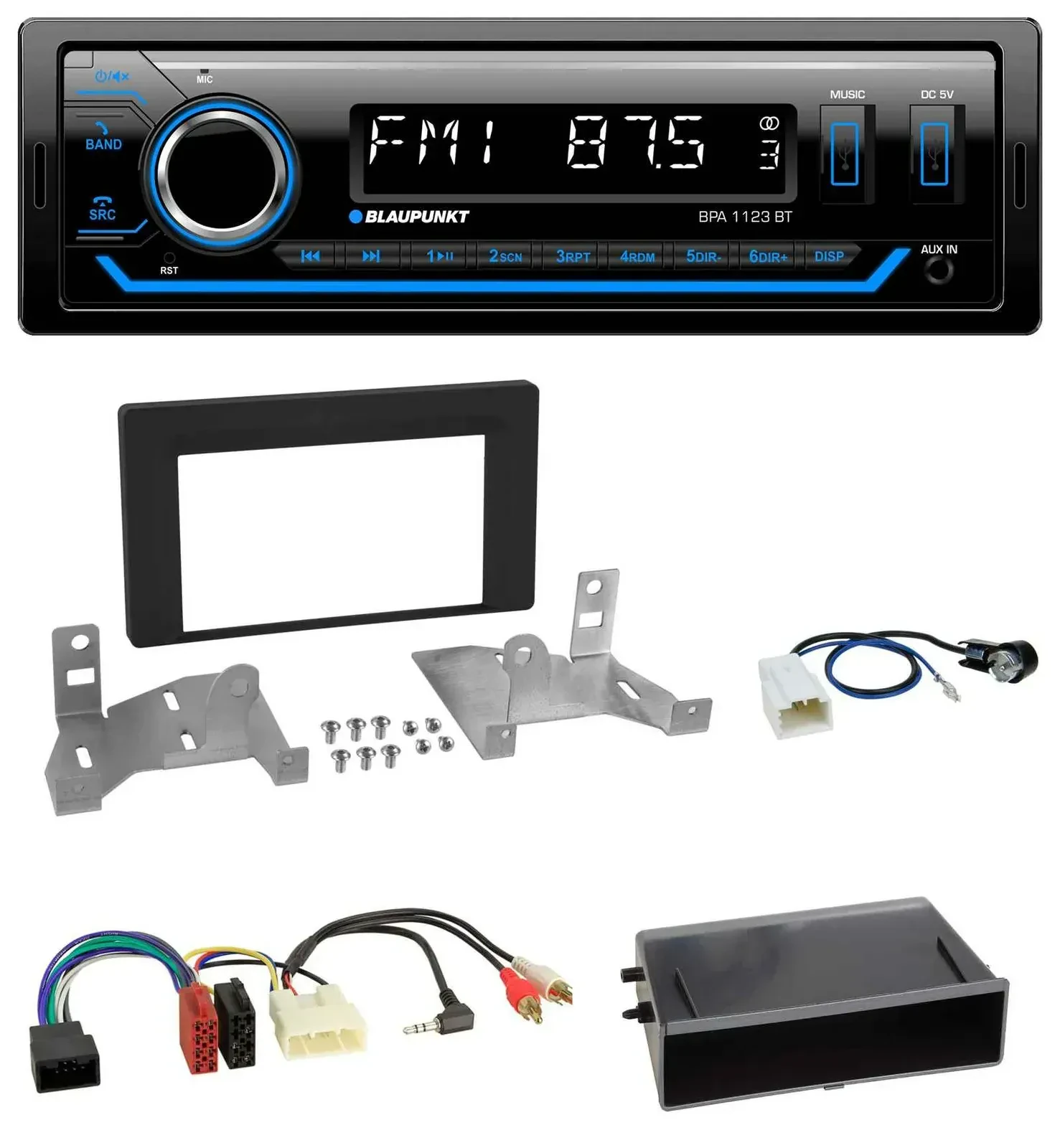 Blaupunkt MP3 Bluetooth USB AUX Autoradio für Toyota Aygo AB7 ab 2022 mattschwar