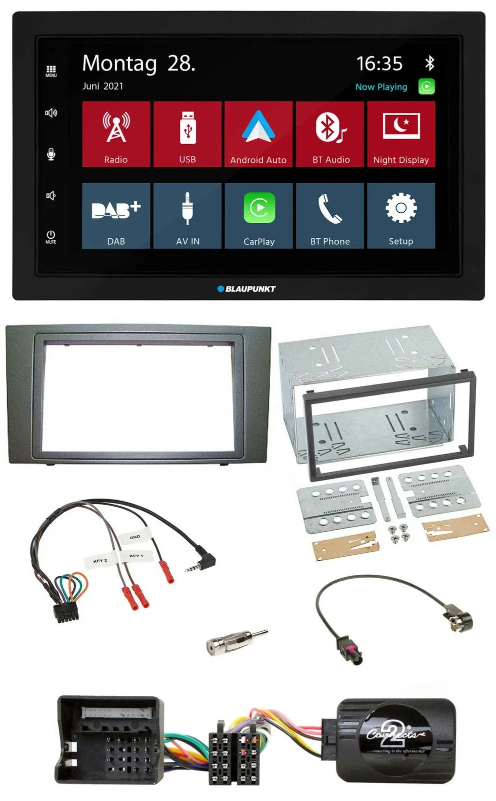 Blaupunkt Lenkrad Bluetooth DAB 2DIN USB Autoradio für Ford Mondeo 2003-2007 sch
