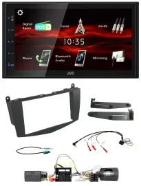 JVC USB Bluetooth Lenkrad DAB 2DIN Autoradio für Mercedes C W204 Aktivsystem ohn