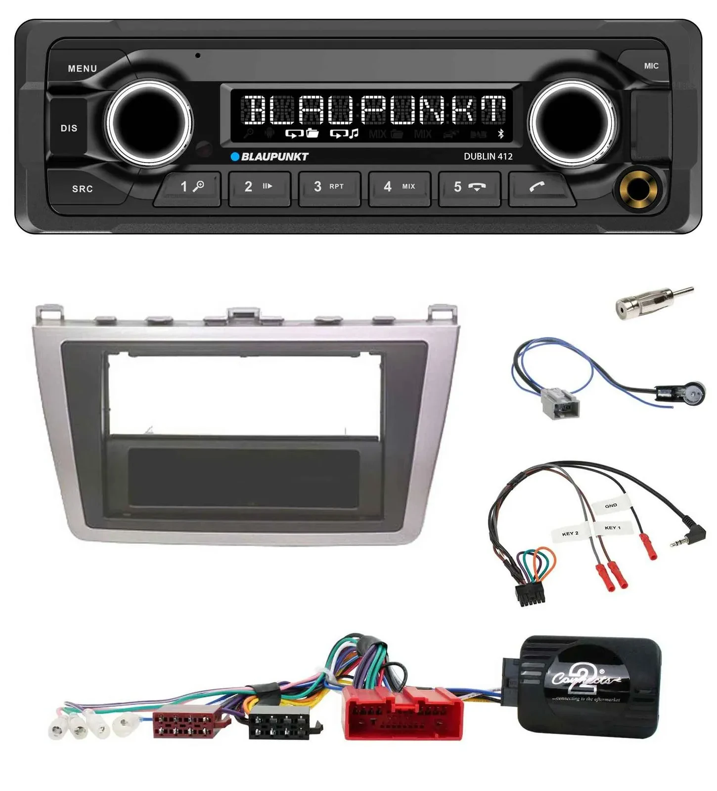 Blaupunkt MP3 Bluetooth USB Lenkrad Autoradio für Mazda 6 08-12 silber schwarz