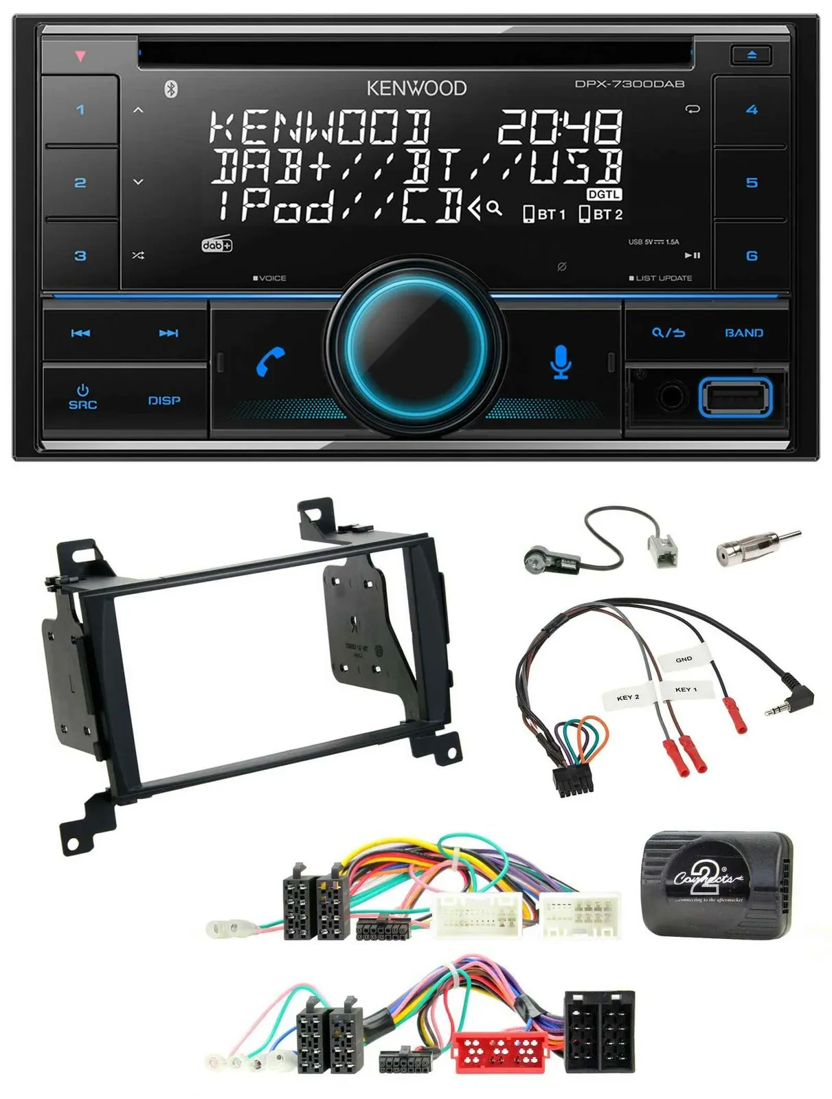 Автомагнитола для Hyundai Santa Fe 2010–2020 Kenwood CD 2DIN DAB USB Bluetooth