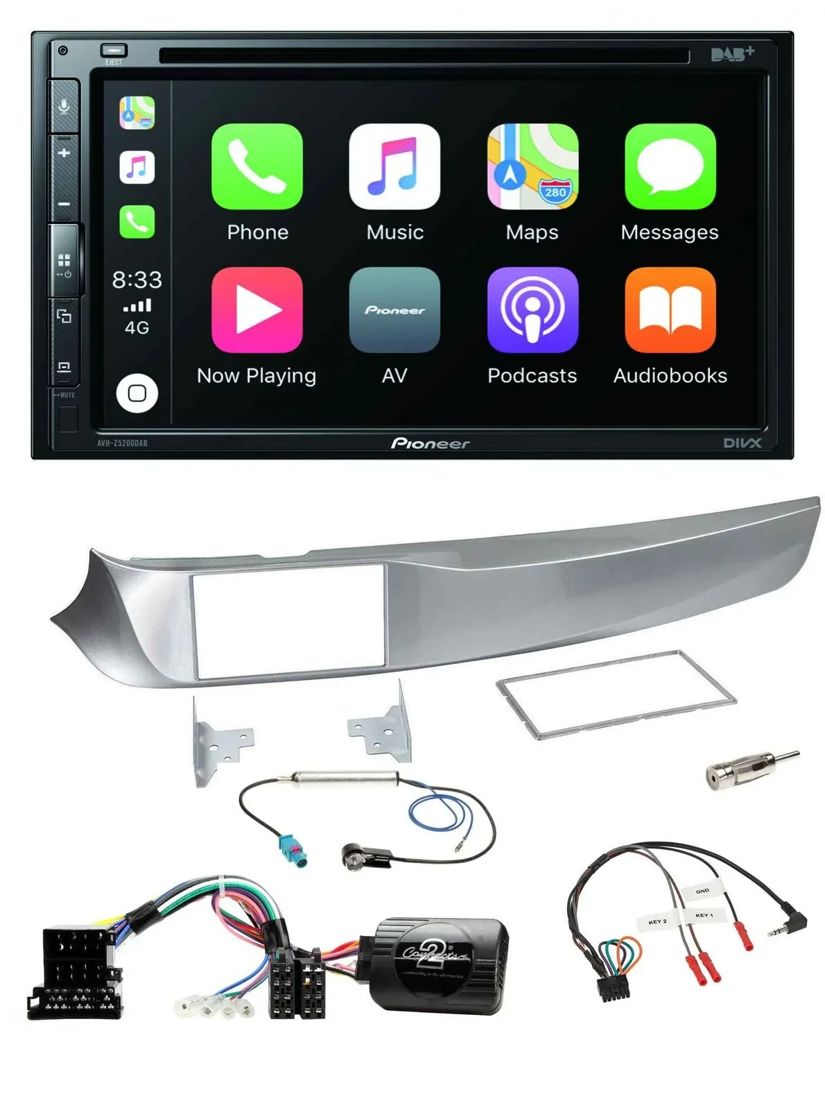 Pioneer DVD 2DIN Lenkrad DAB Bluetooth USB Autoradio für Alfa Giulietta 2010-201