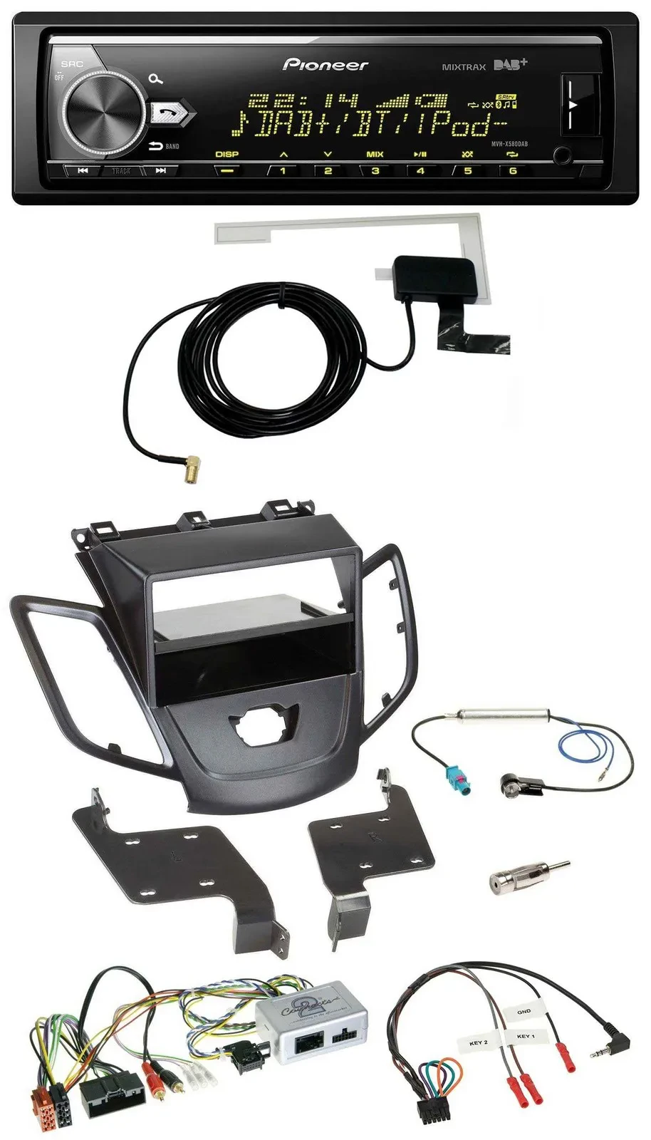 Pioneer Bluetooth DAB USB Lenkrad Autoradio für Ford Fiesta 10-17 ohne Display s